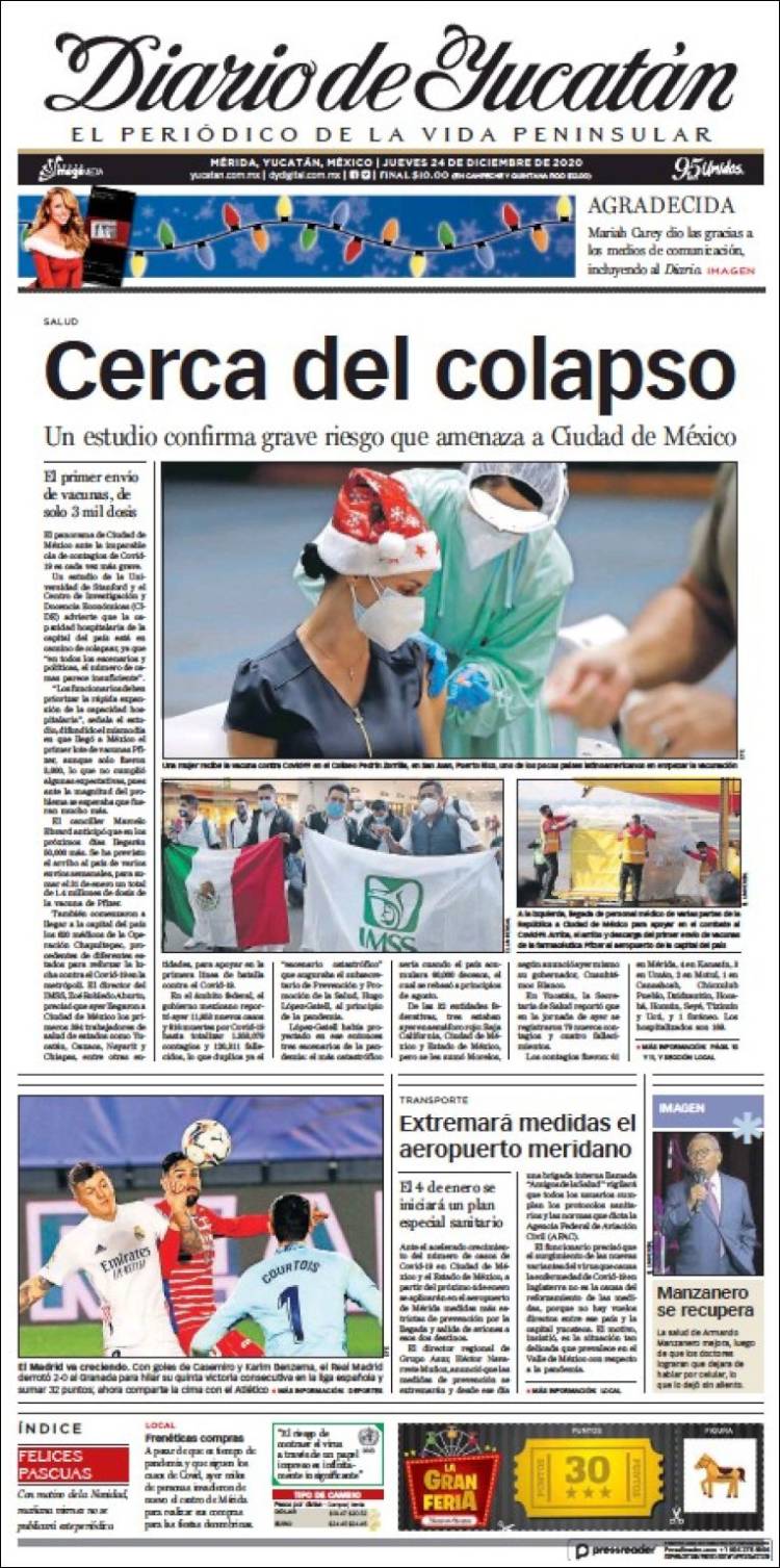 Portada de Diario de Yucatán (México)