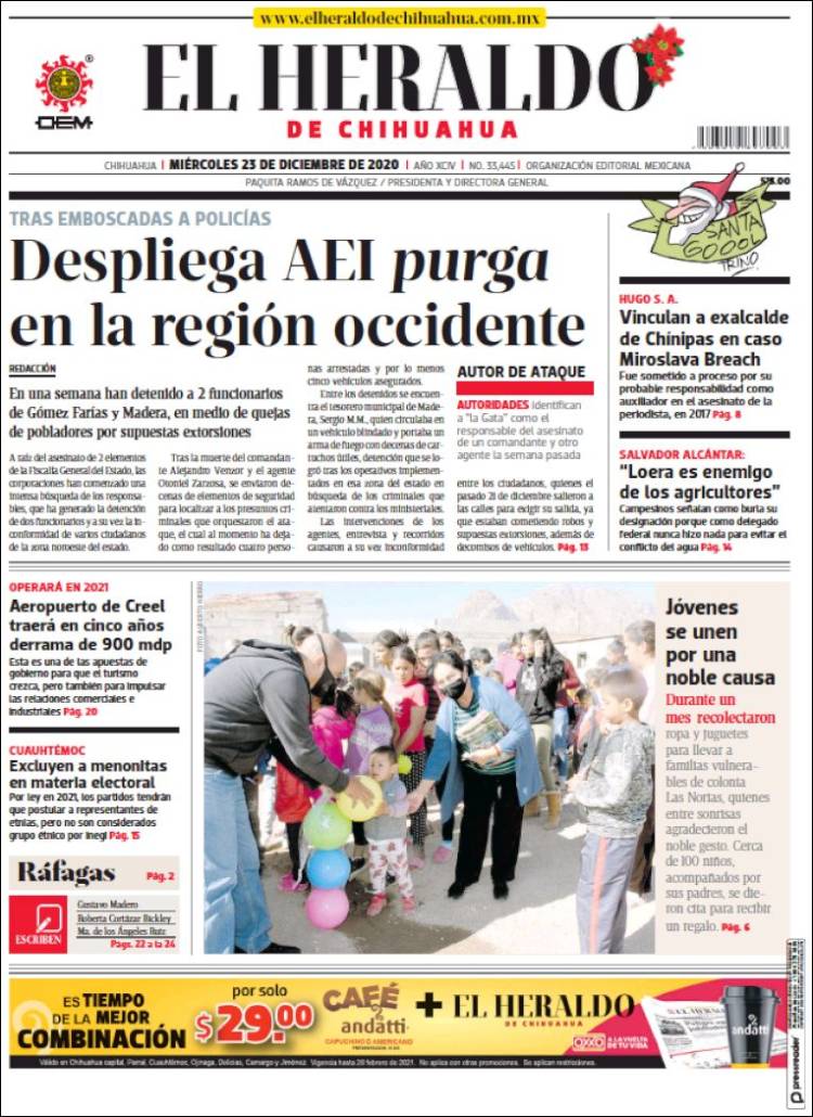 Portada de El Heraldo de Chihuahua (México)