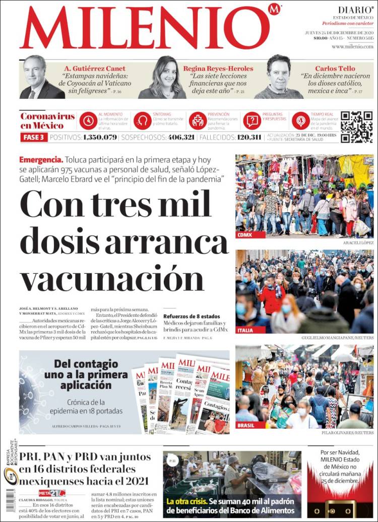 Portada de Milenio - Estado de México (México)