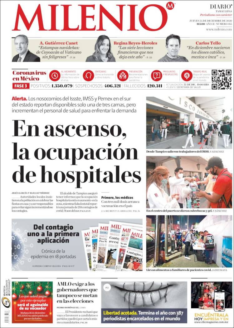 Portada de Milenio - Tamaulipas (México)