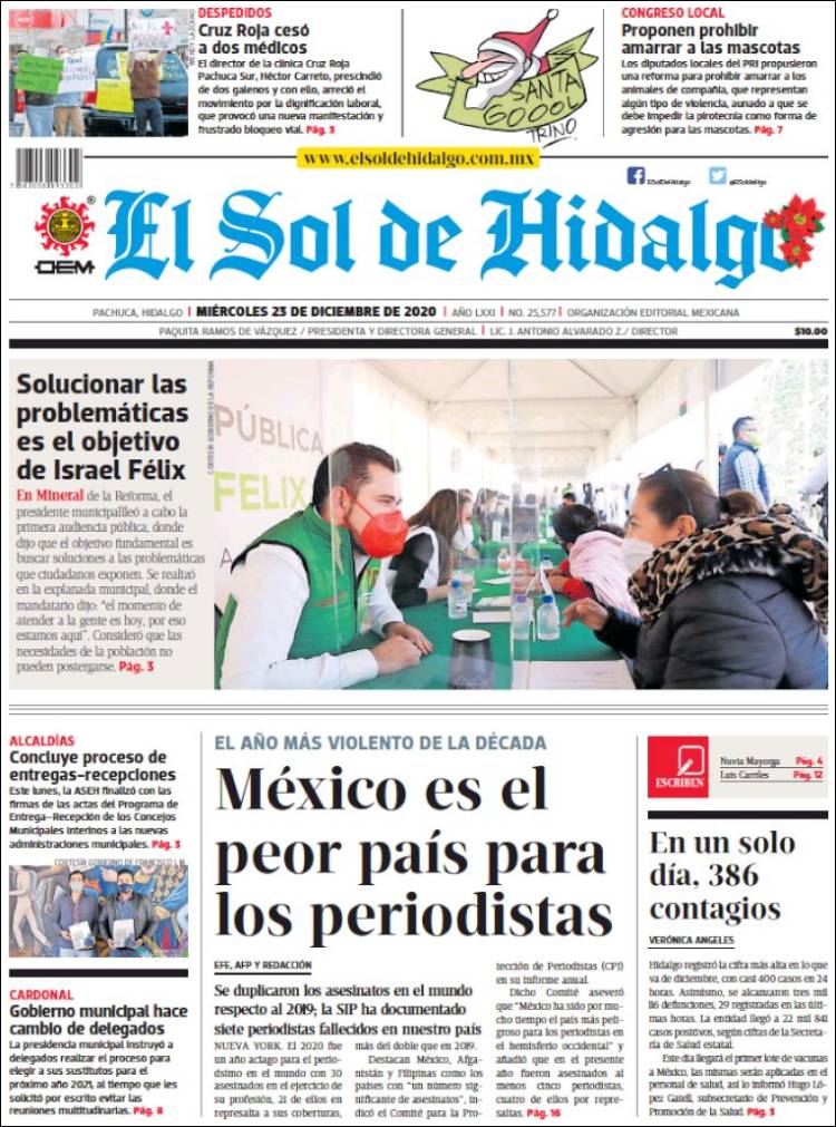 Portada de El Sol de Hidalgo (México)