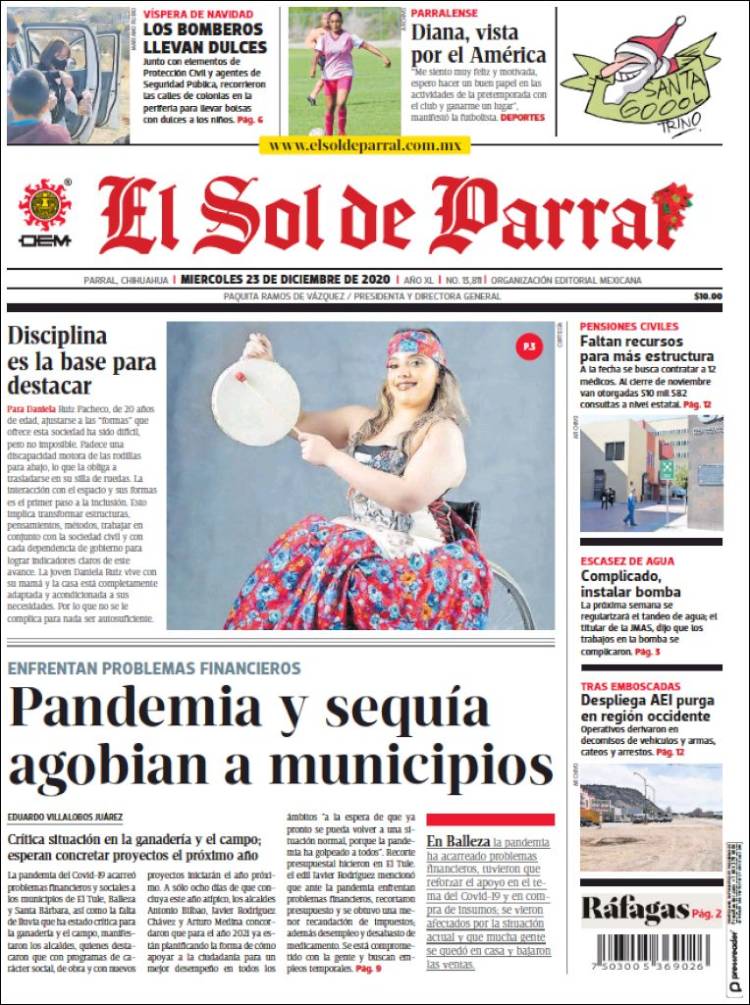 Portada de El Sol de Parral (México)