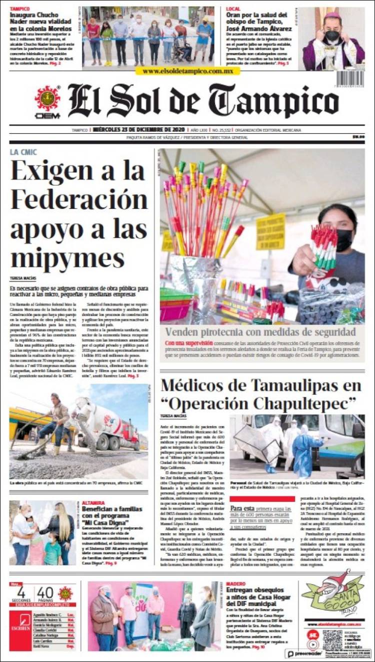 Portada de El Sol de Tampico (México)
