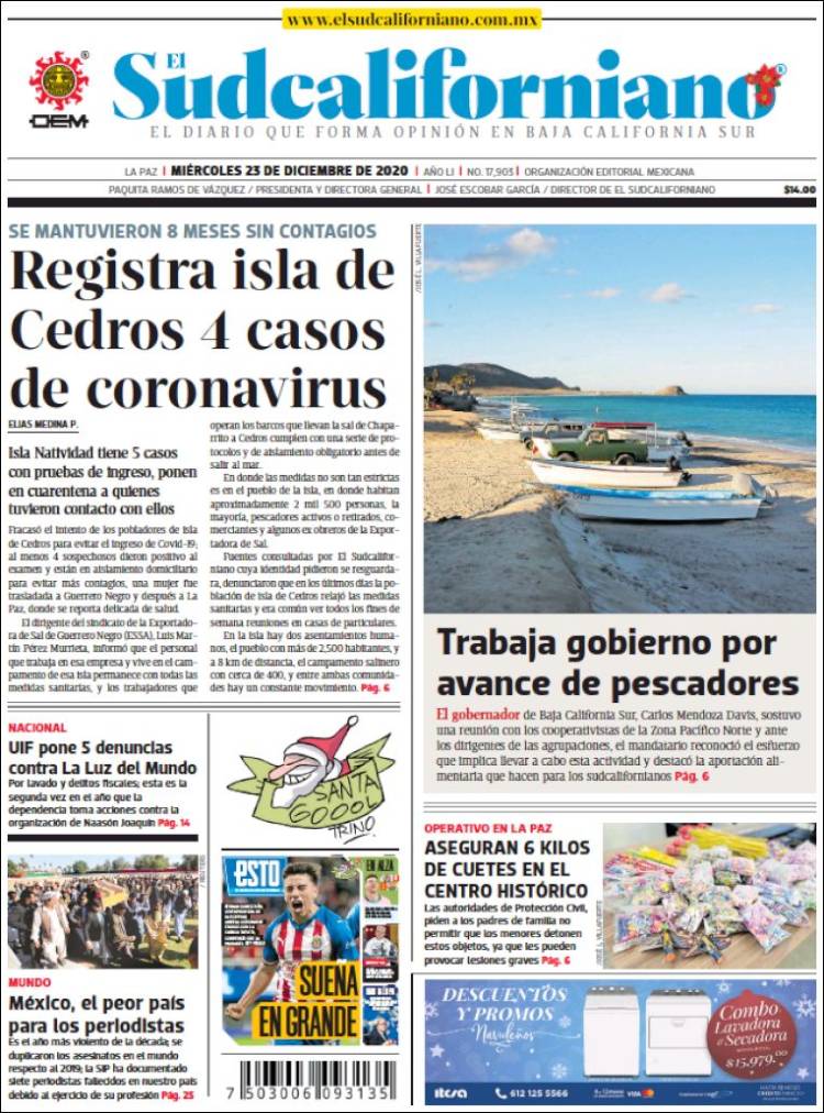 Portada de El Sudcaliforniano (México)