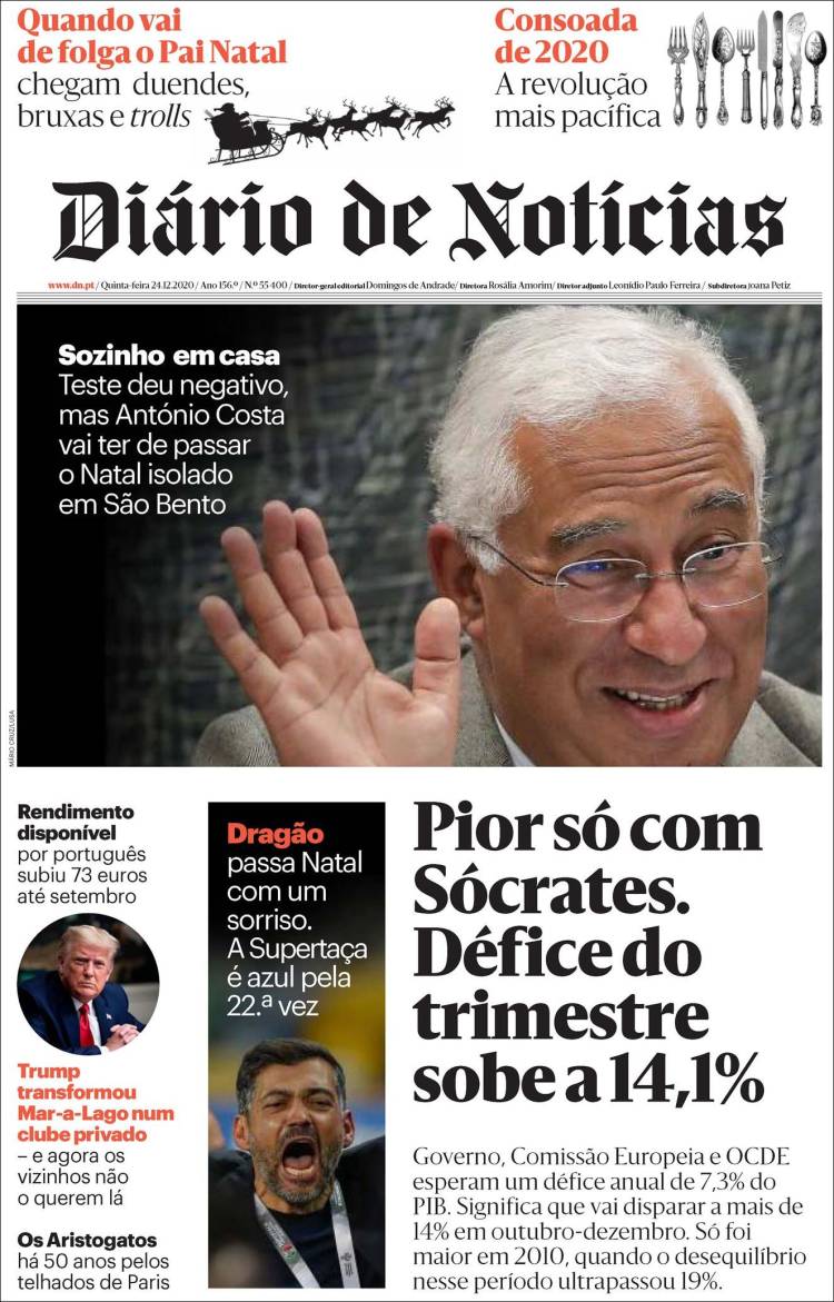 Portada de Diário de Noticias (Portugal)