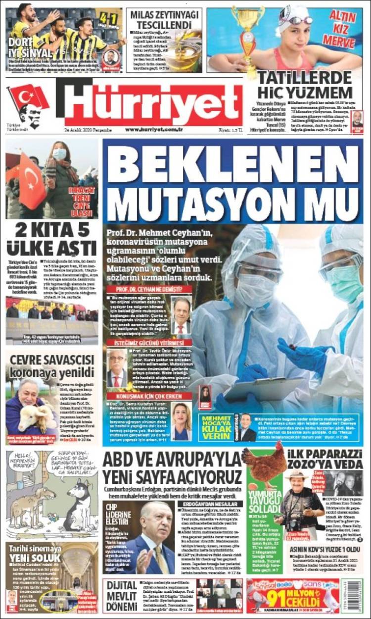 Portada de Hürriyet (Turqu&iacute;a)