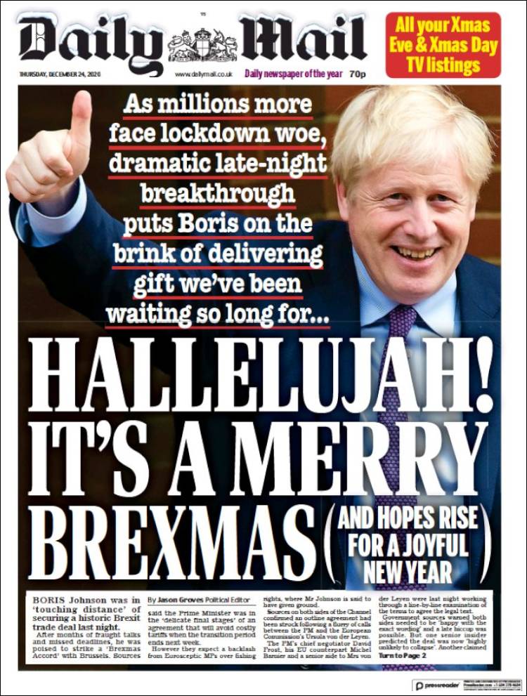 Portada de Daily Mail (Reino Unido)