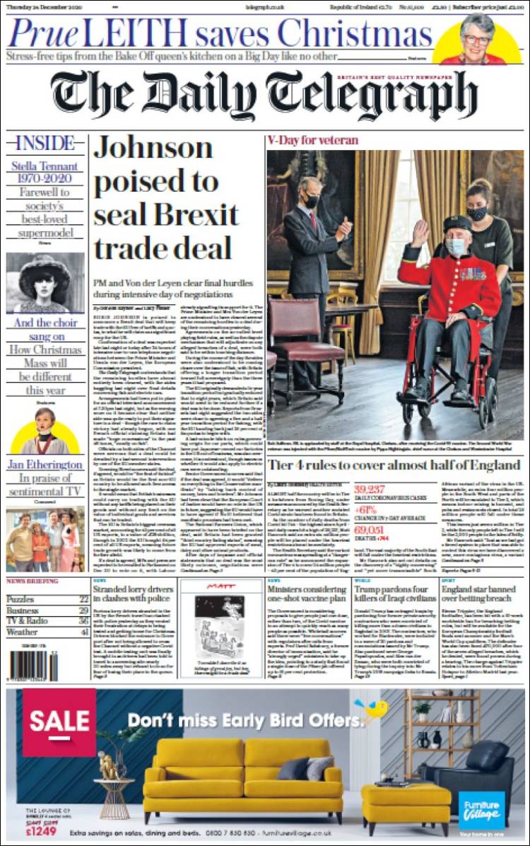 Portada de Daily Telegraph (Reino Unido)