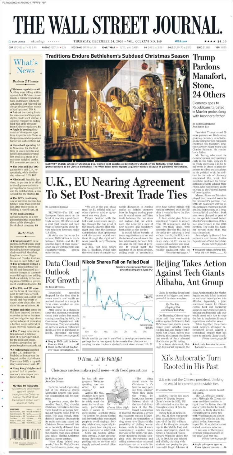 Portada de Wall Street Journal (USA)