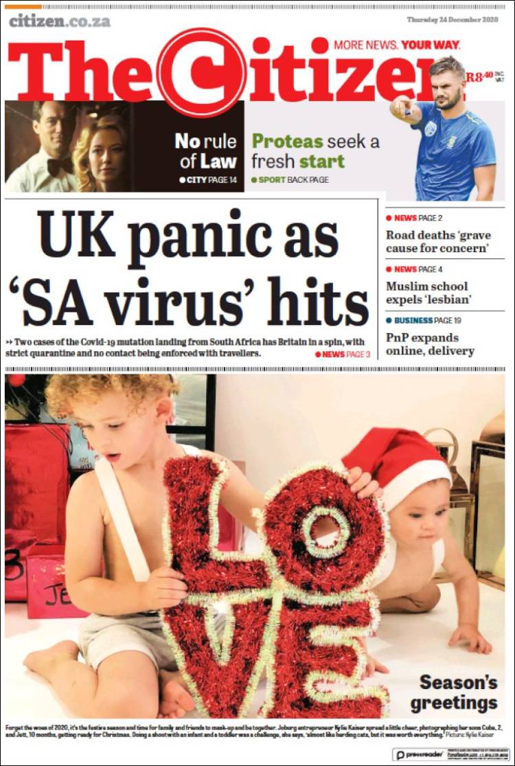 Portada de The Citizen (Sud&aacute;frica)