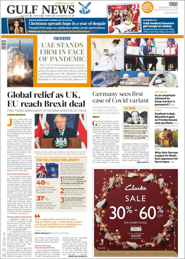 Portada de Gulf News (Asia-Pacífico)