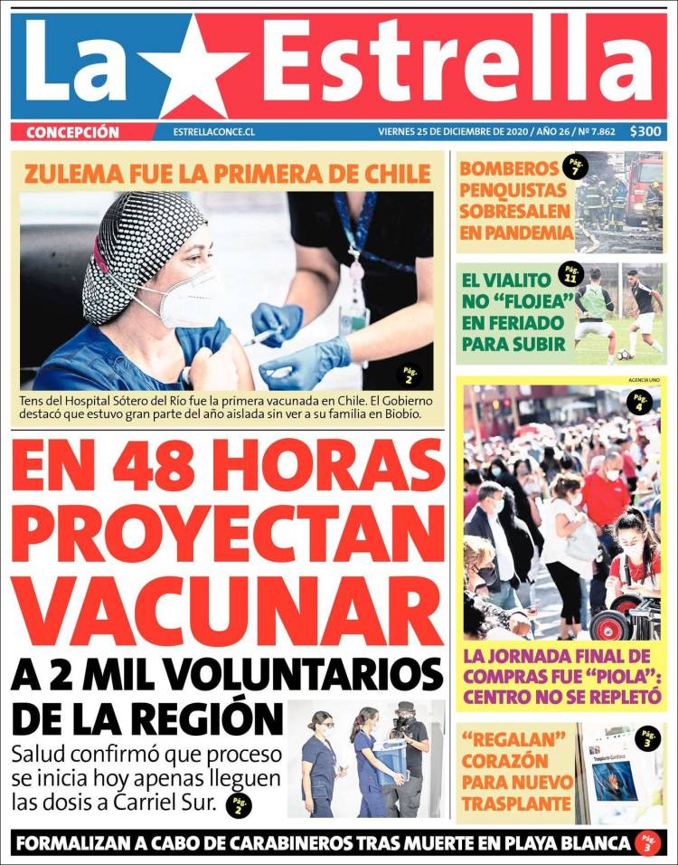 Portada de La Estrella de Concepción (Chile)