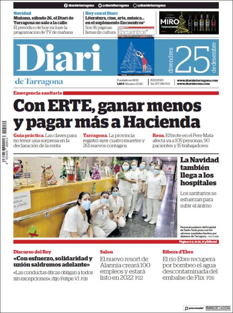 Portada de Diari de Tarragona (España)