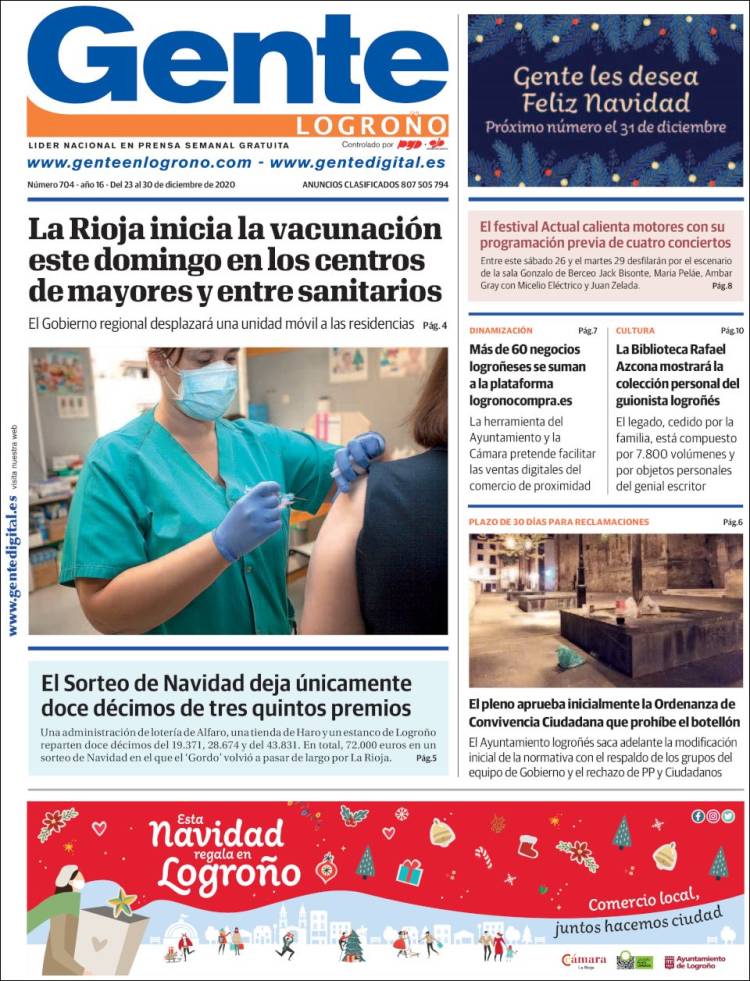 Portada de Gente en Logroño (España)