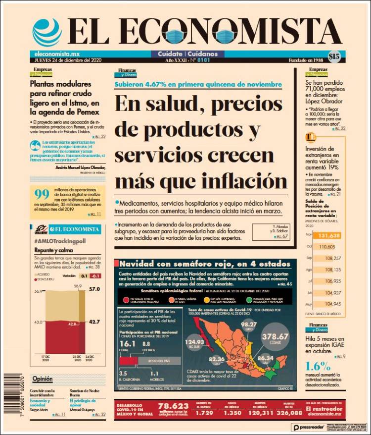 Portada de El Economista (México)