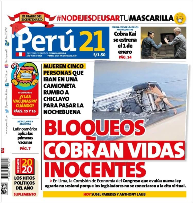 Portada de Perú 21 (Per&uacute;)
