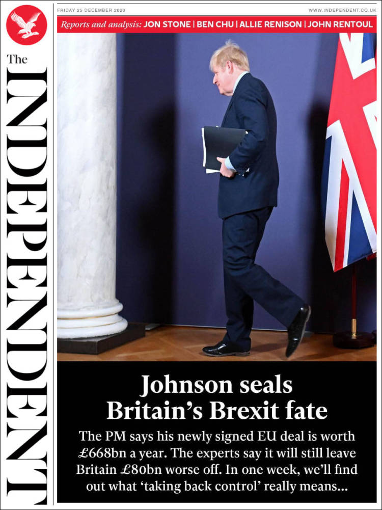 Portada de The Independent (Reino Unido)