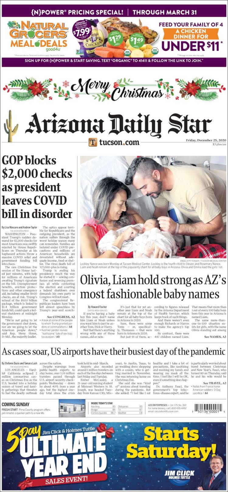 Portada de Arizona Daily Star (USA)