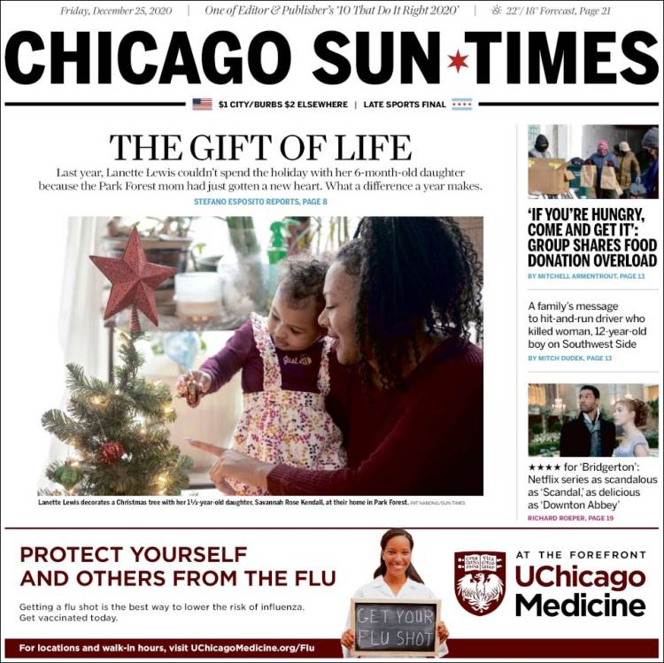 Portada de Chicago Sun-Times (USA)