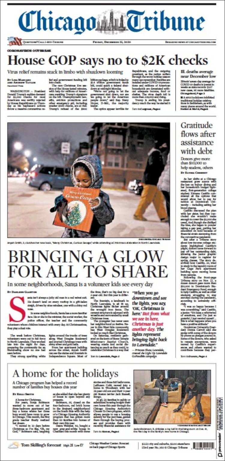 Portada de Chicago Tribune (USA)