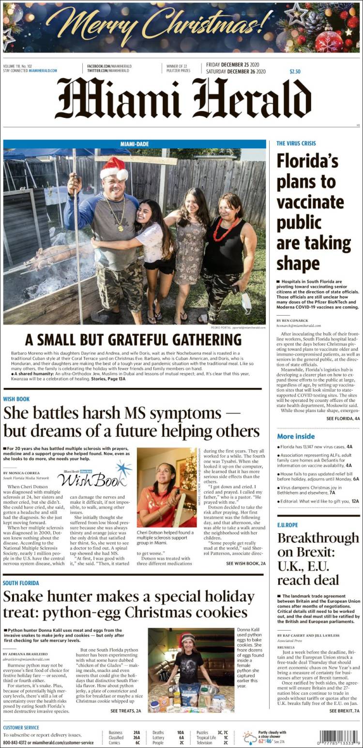 Portada de Miami Herald (USA)