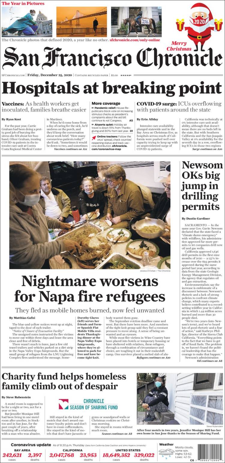 Portada de San Francisco Chronicle (USA)