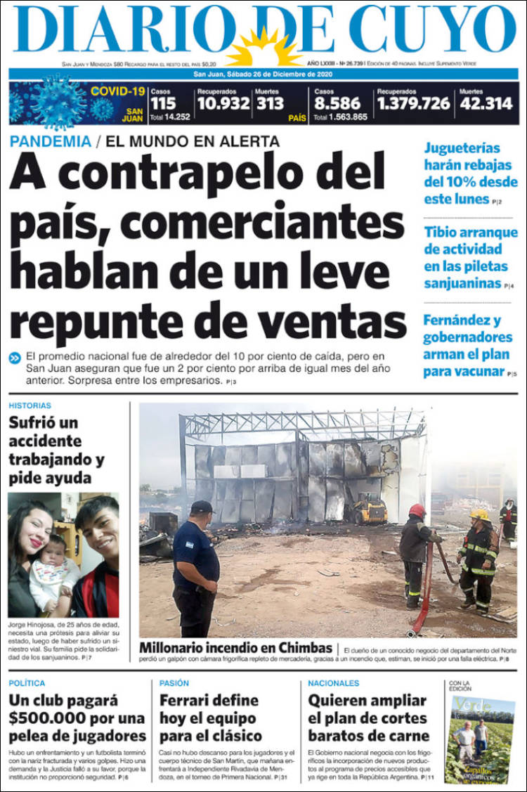 Portada de Diario de Cuyo (Argentina)