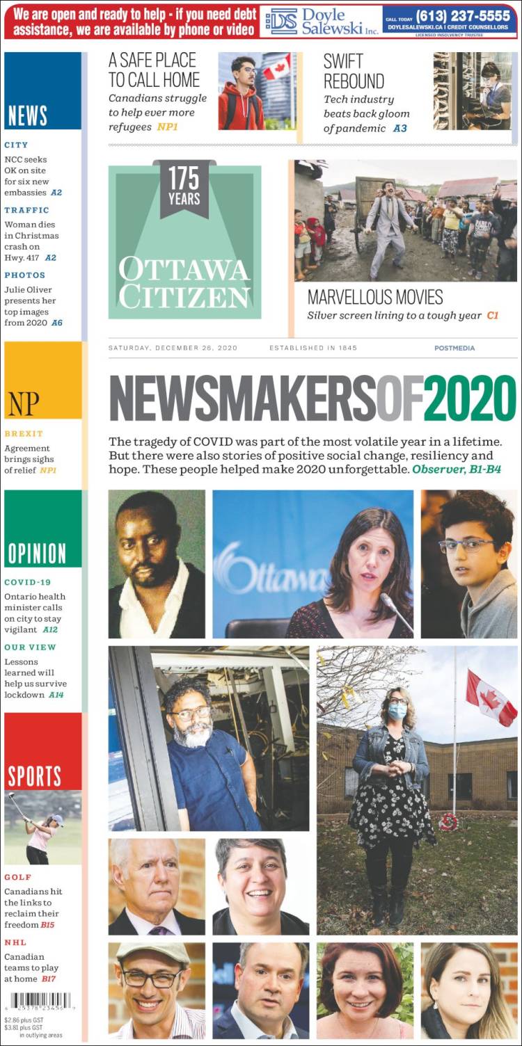 Portada de Ottawa Citizen (Canadá)