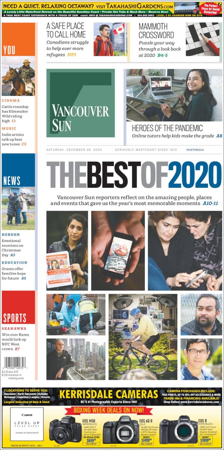 Portada de The Vancouver Sun (Canadá)