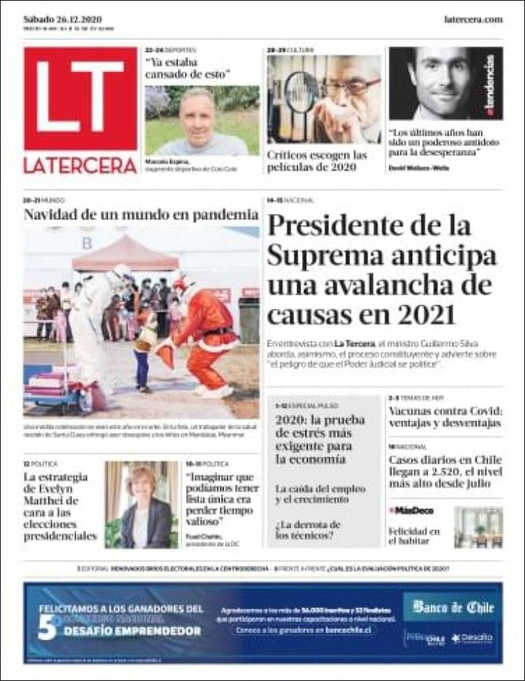 Portada de La Tercera (Chile)