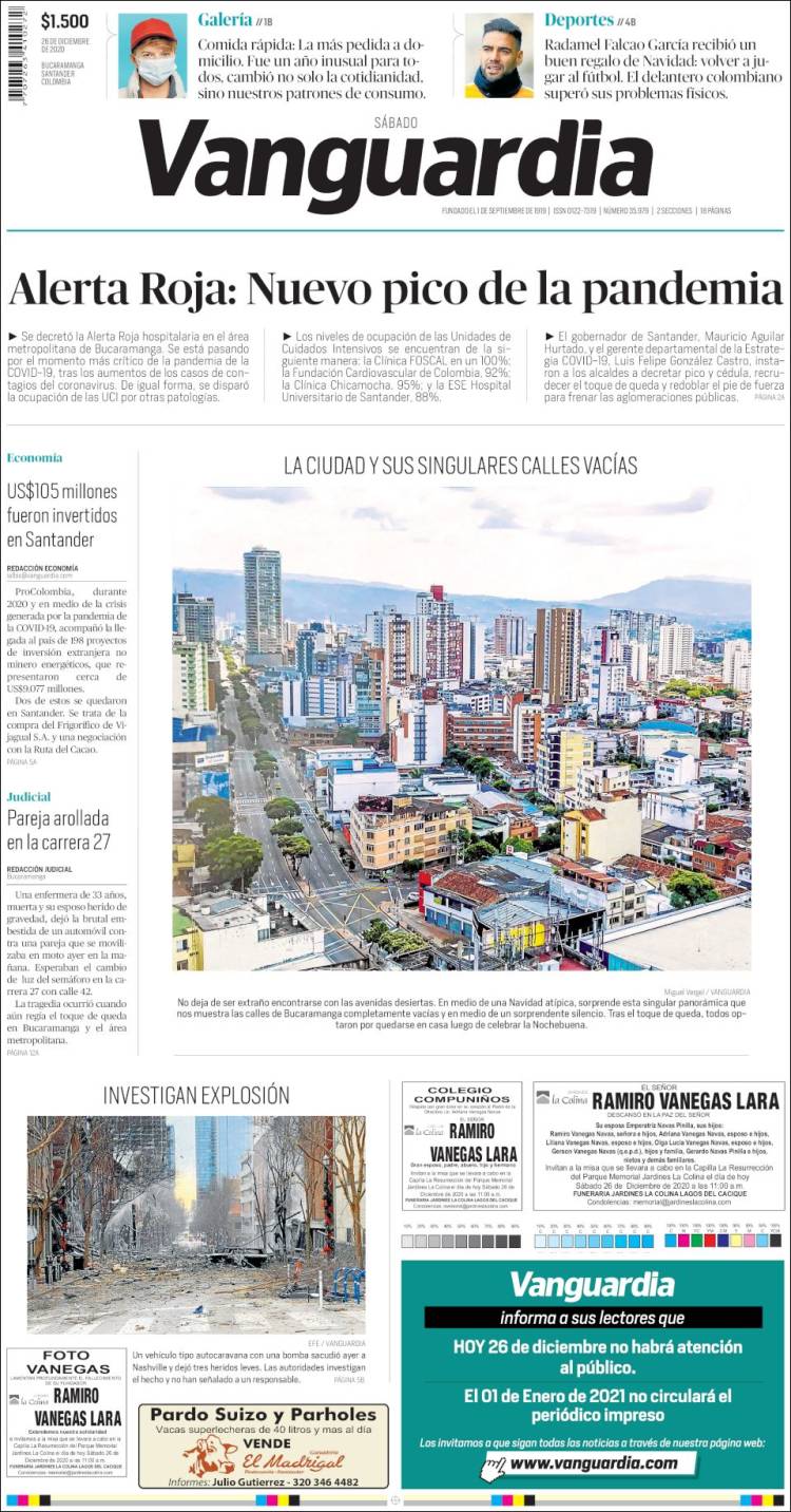 Portada de Vanguardia Liberal (Colombia)
