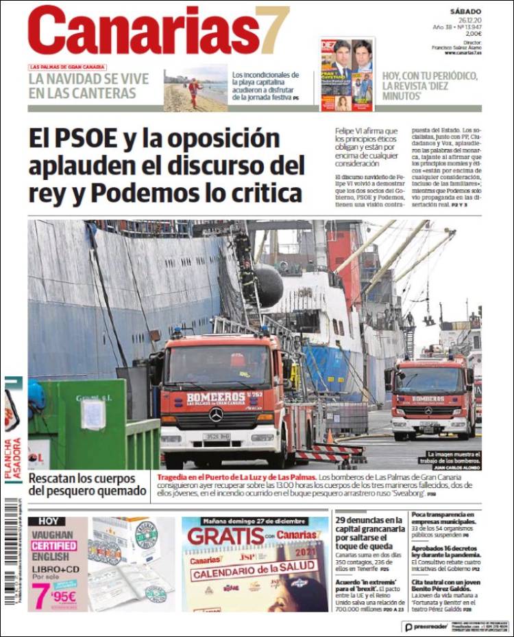 Portada de Canarias 7 (España)