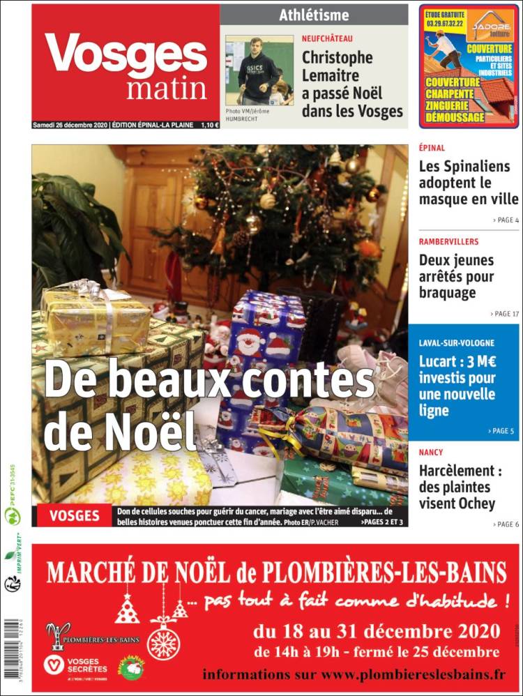 Portada de Vosges Matin (Francia)