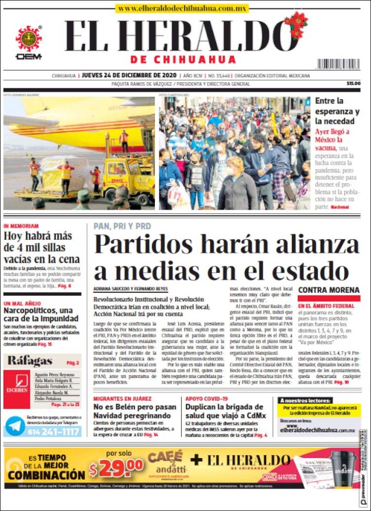 Portada de El Heraldo de Chihuahua (M&eacute;xico)