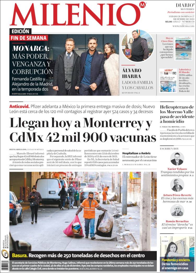 Portada de Milenio de Monterrey (M&eacute;xico)