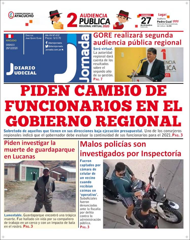 Portada de Diario Jornada (Perú)