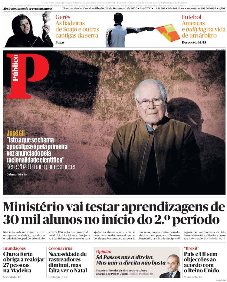 Portada de Público (Portugal)
