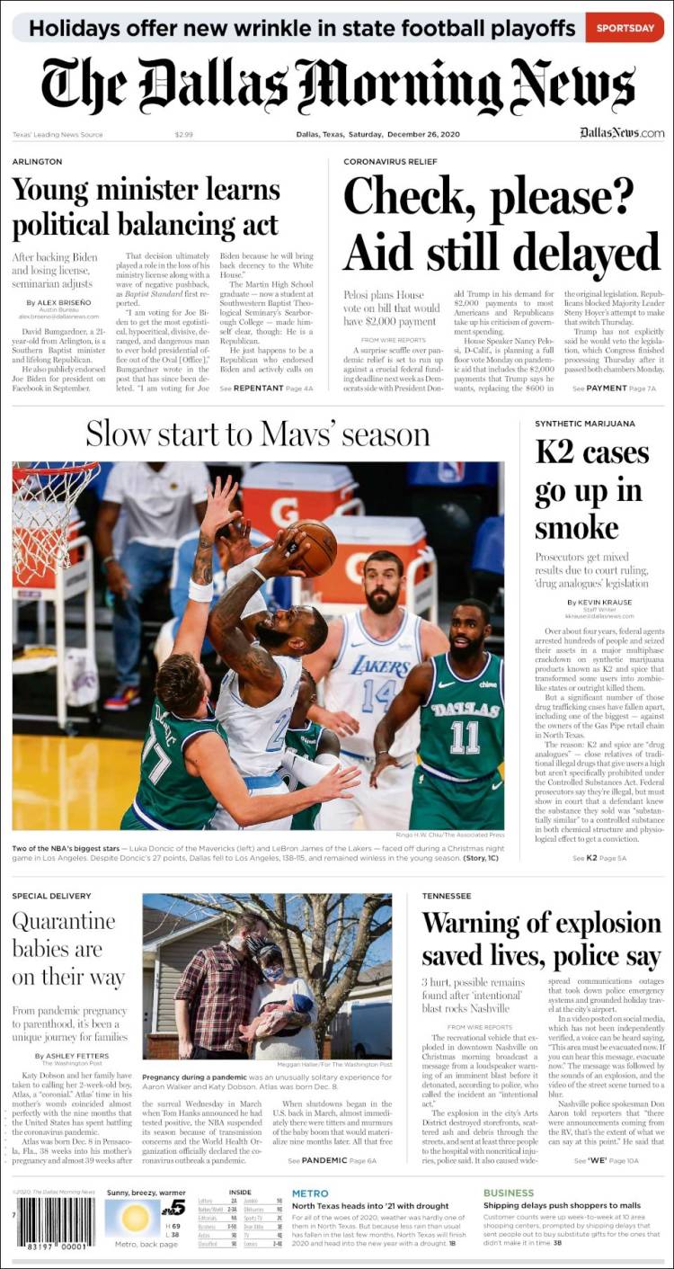 Portada de Dallas Morning News (USA)