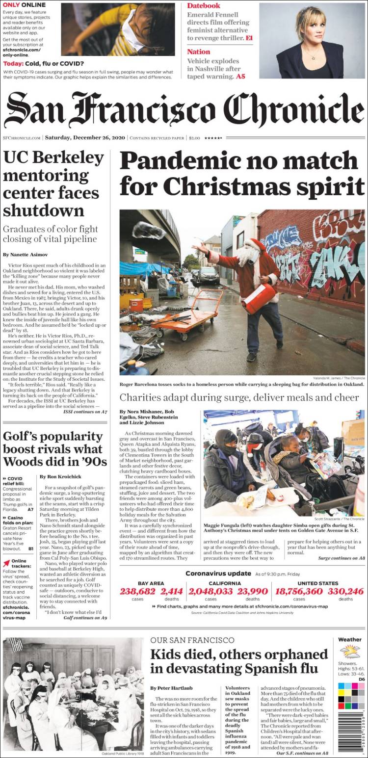 Portada de San Francisco Chronicle (USA)