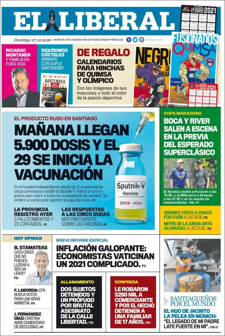 Portada de Diario El Liberal (Argentina)