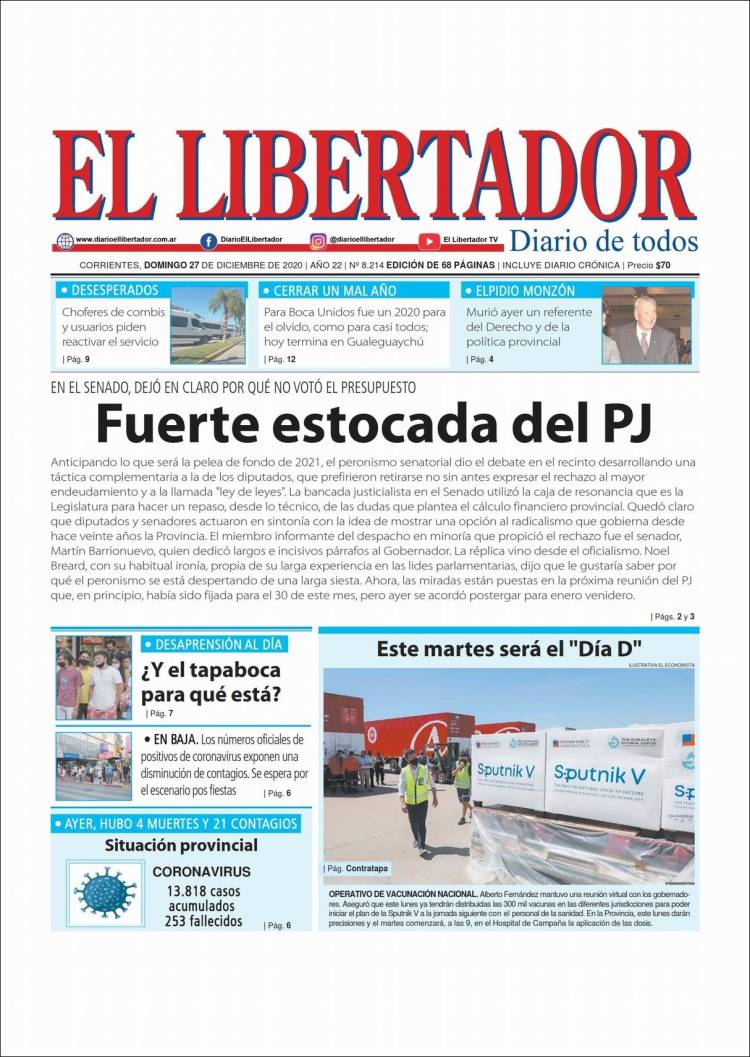 Portada de Diario El Libertador (Argentina)
