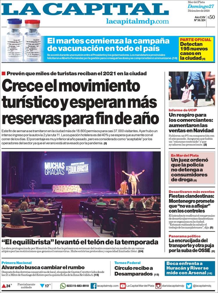 Portada de Diario La Capital - Mar del Plata (Argentina)
