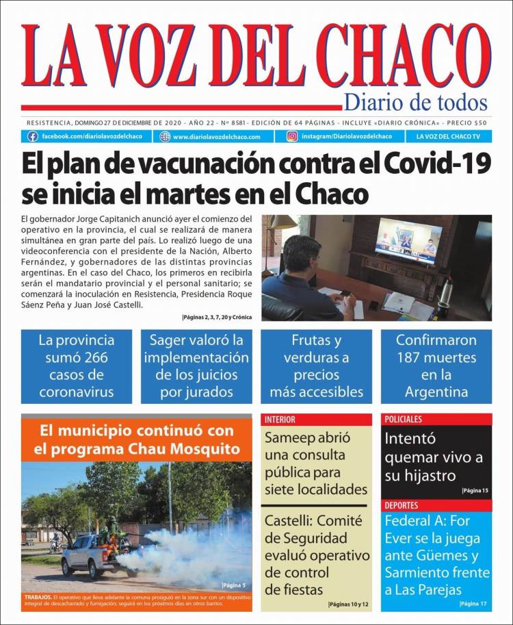 Portada de La Voz del Chaco (Argentina)