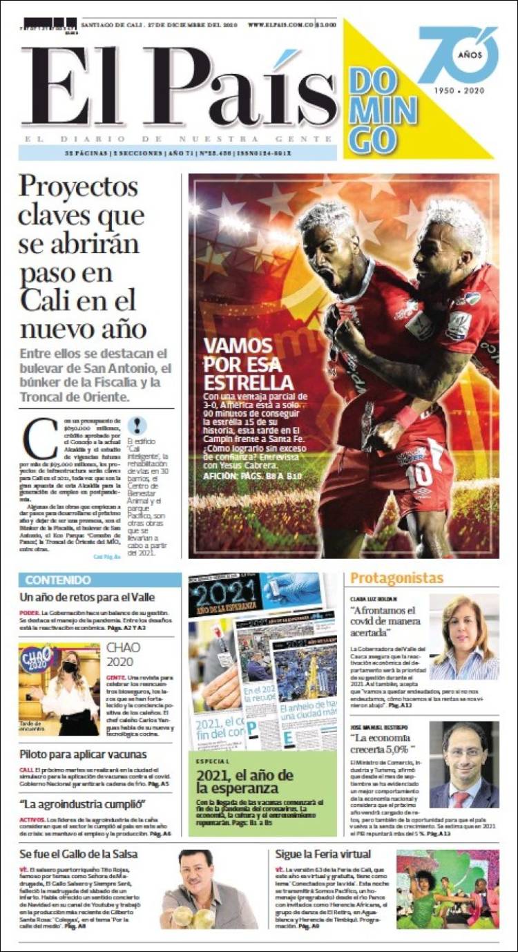 Portada de El País - Cali (Colombia)