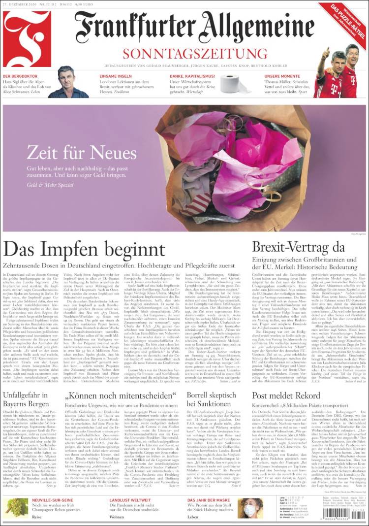 Portada de Frankfurter Allgemeine (Alemania)