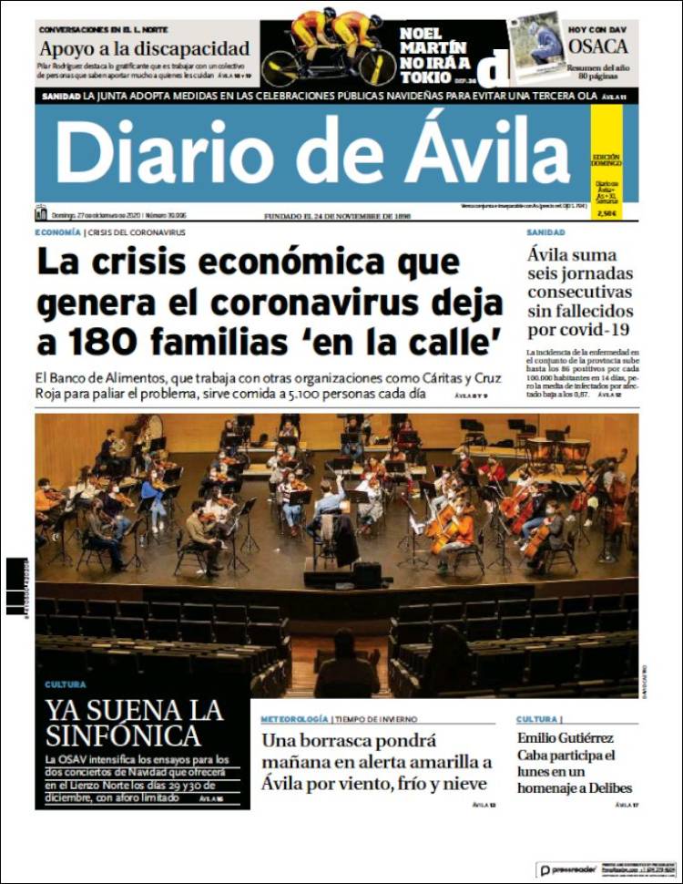 Portada de Diario de Ávila (España)