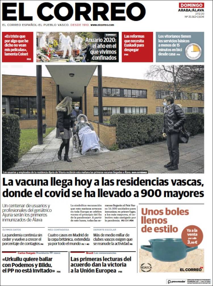 Portada de El Correo - Álava (España)