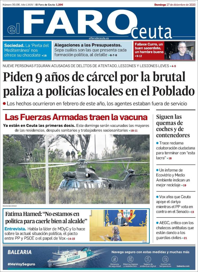Portada de El Faro de Ceuta (España)