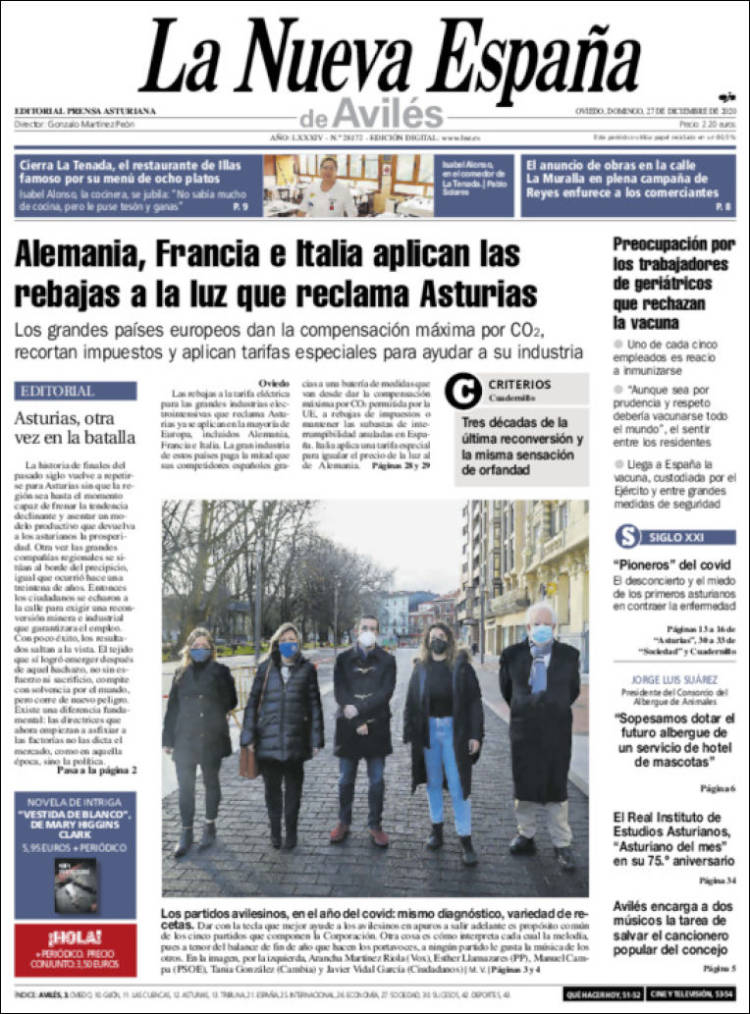 Portada de La Nueva España - Avilés (España)