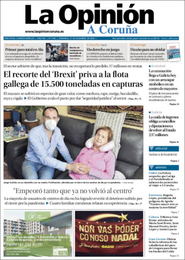 Portada de La Opinión de A Coruña (España)